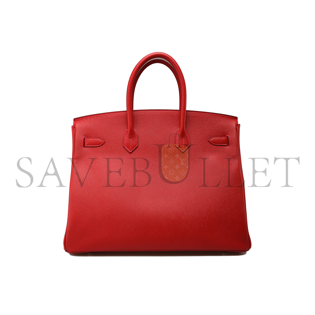 H**mes master birkin 35 swift leather red silver buckle h049362cc02 (35*25*18cm)